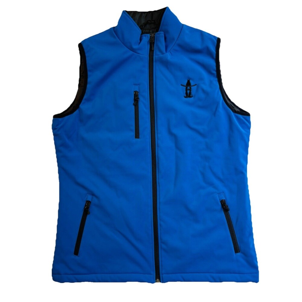 Let's Rodeo Men's Large Vest Blue Clique Brand Embroidered Logos